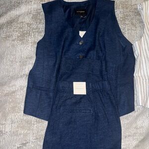 Navy Blue Kids Dress Set - Classic Vest and Skirt